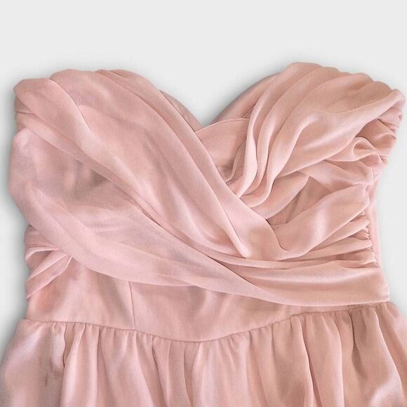 Lulus Maxi Gown Sz M Royal Engagement Strapless Blush Pink Dress Wedding Glamour - Picture 6 of 15